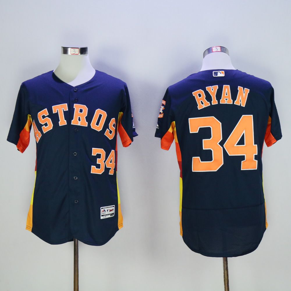 Men Houston Astros 34 Ryan Blue Throwback MLB Jerseys